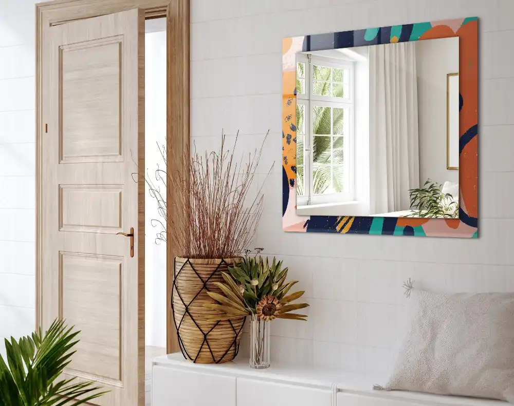 Obdĺžnikové dekoračné zrkadlo Abstraktná farebná grafika