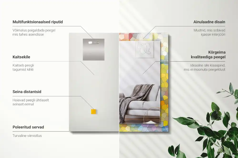 Obdĺžnikové zrkadlo s motívom Farebná abstraktná mozaika