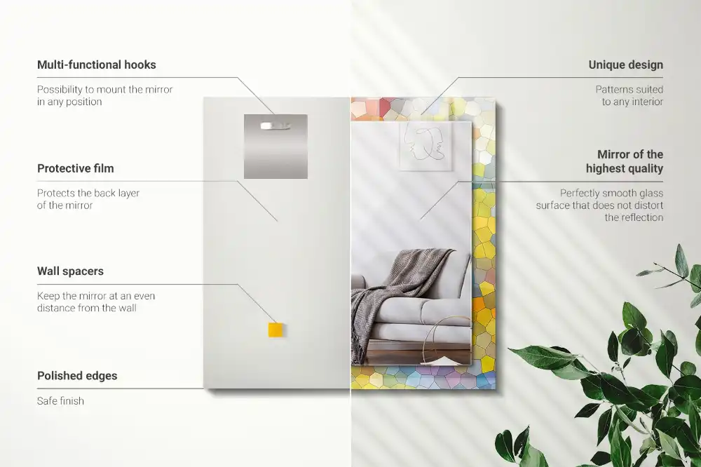 Obdĺžnikové zrkadlo s motívom Farebná abstraktná mozaika