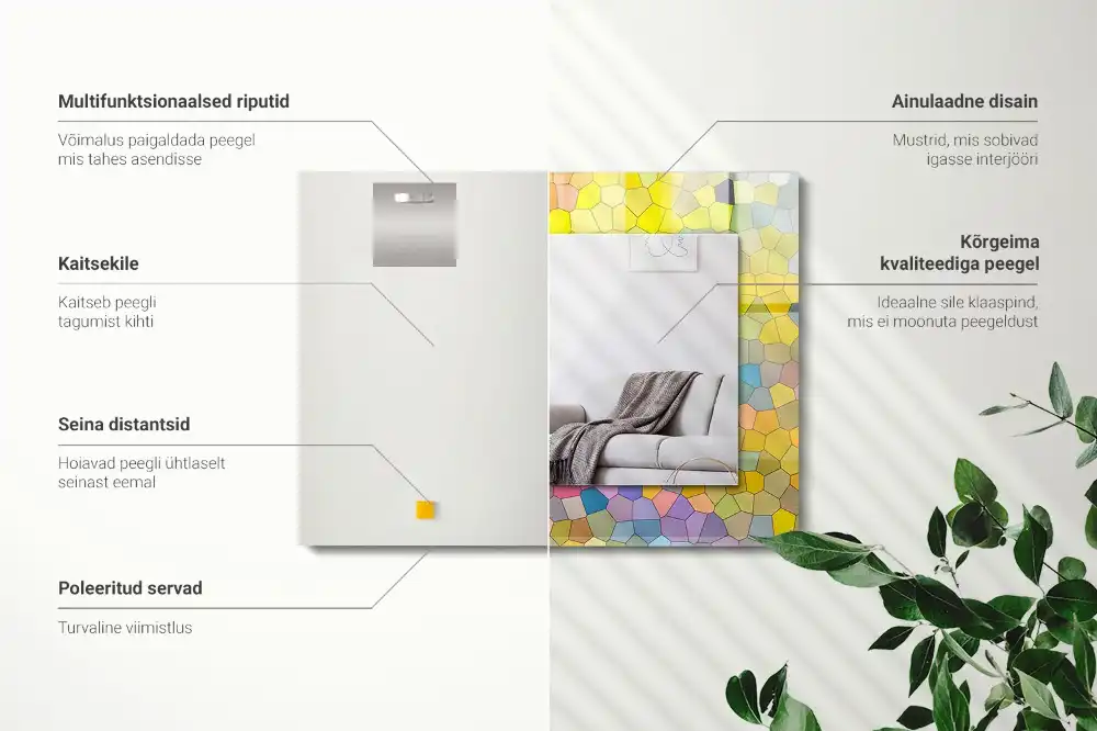 Obdĺžnikové zrkadlo s motívom Farebná abstraktná mozaika