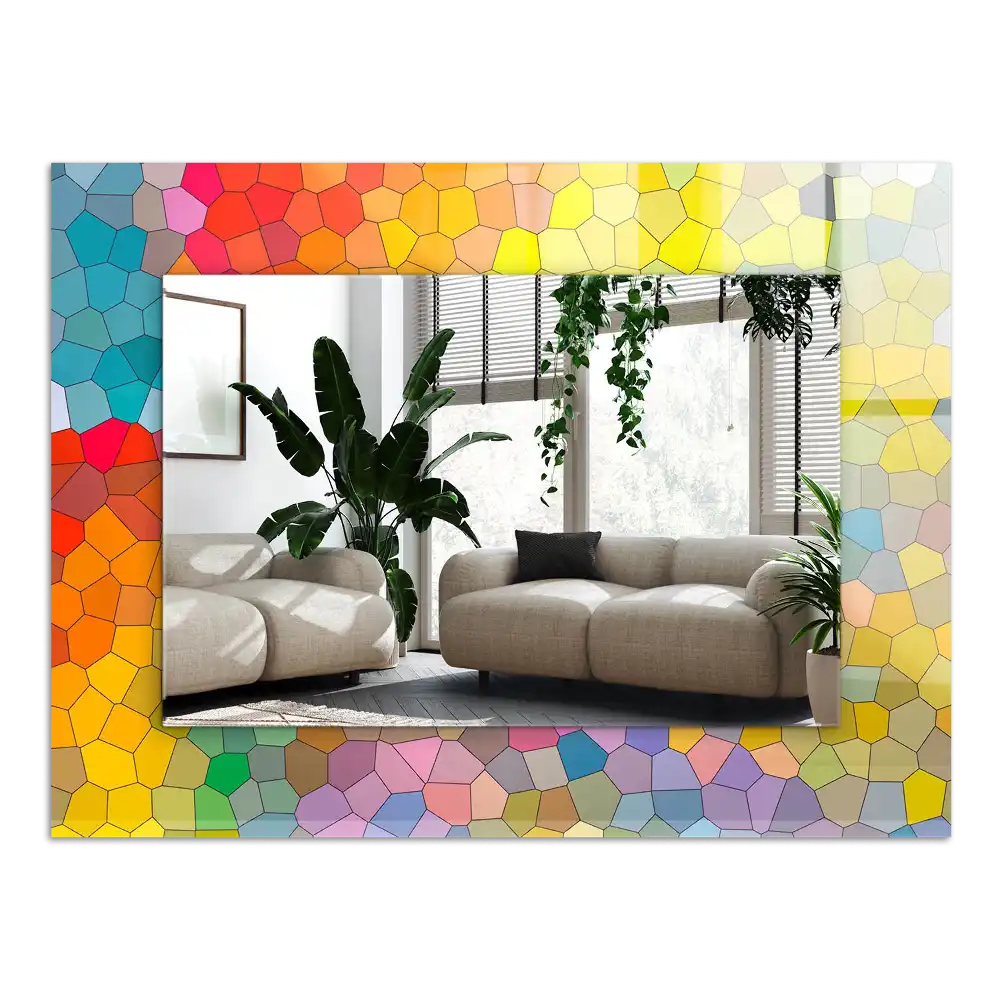 Obdĺžnikové zrkadlo s motívom Farebná abstraktná mozaika