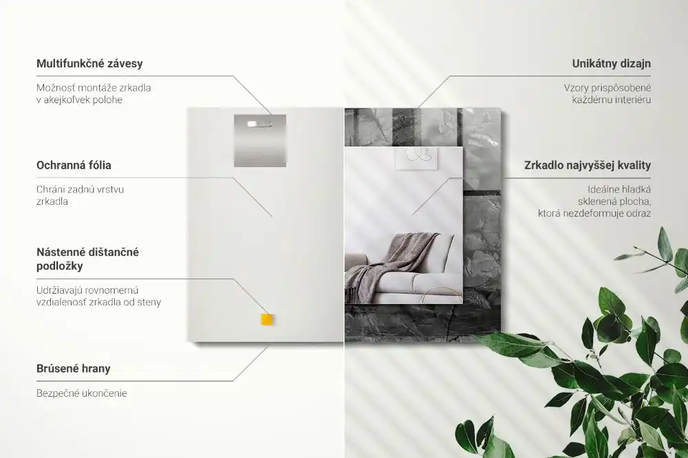 Obdĺžnikové dekoračné zrkadlo Trhliny v čiernych skalách