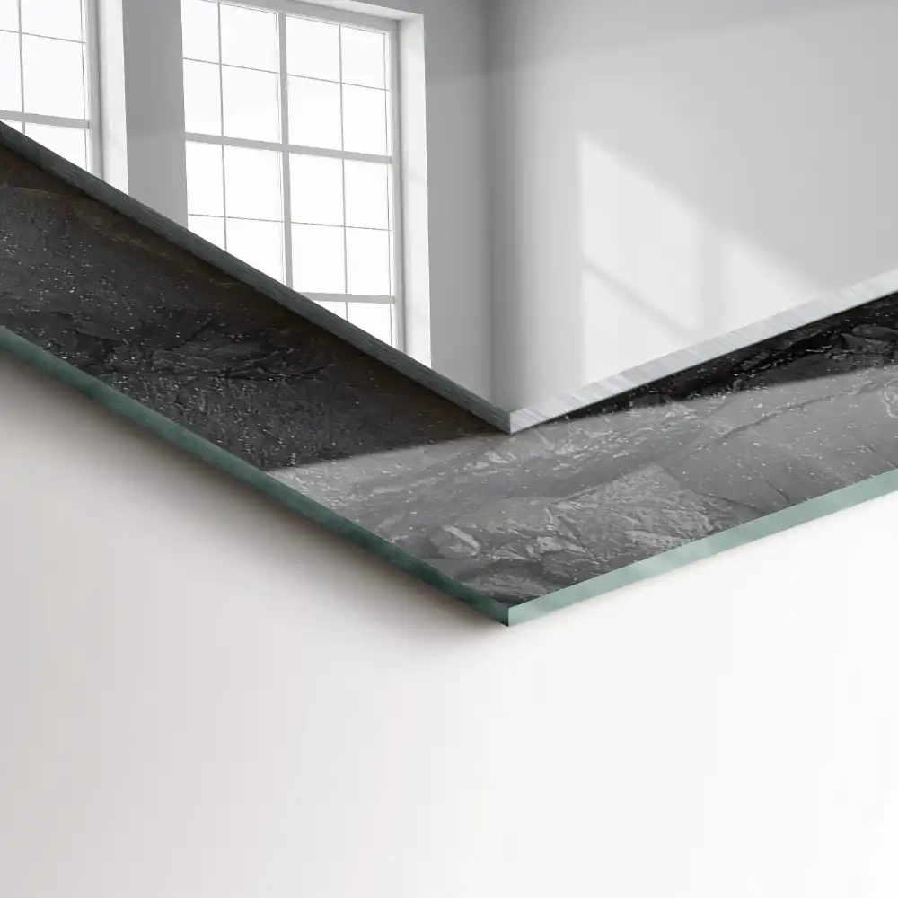 Obdĺžnikové dekoračné zrkadlo Trhliny v čiernych skalách