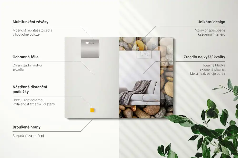Obdĺžnikové ozdobné zrkadlo Farebné hladké kamene