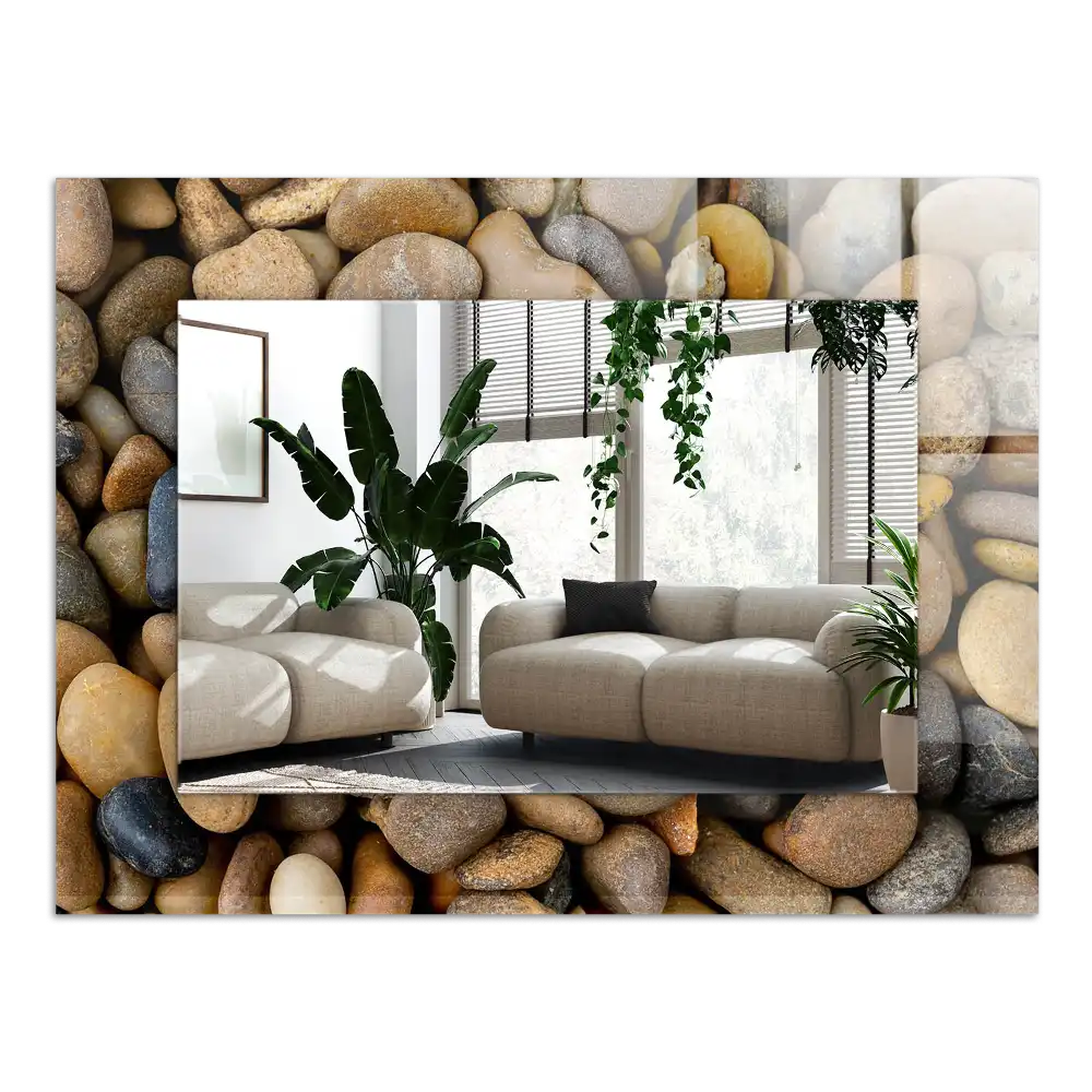 Obdĺžnikové ozdobné zrkadlo Farebné hladké kamene