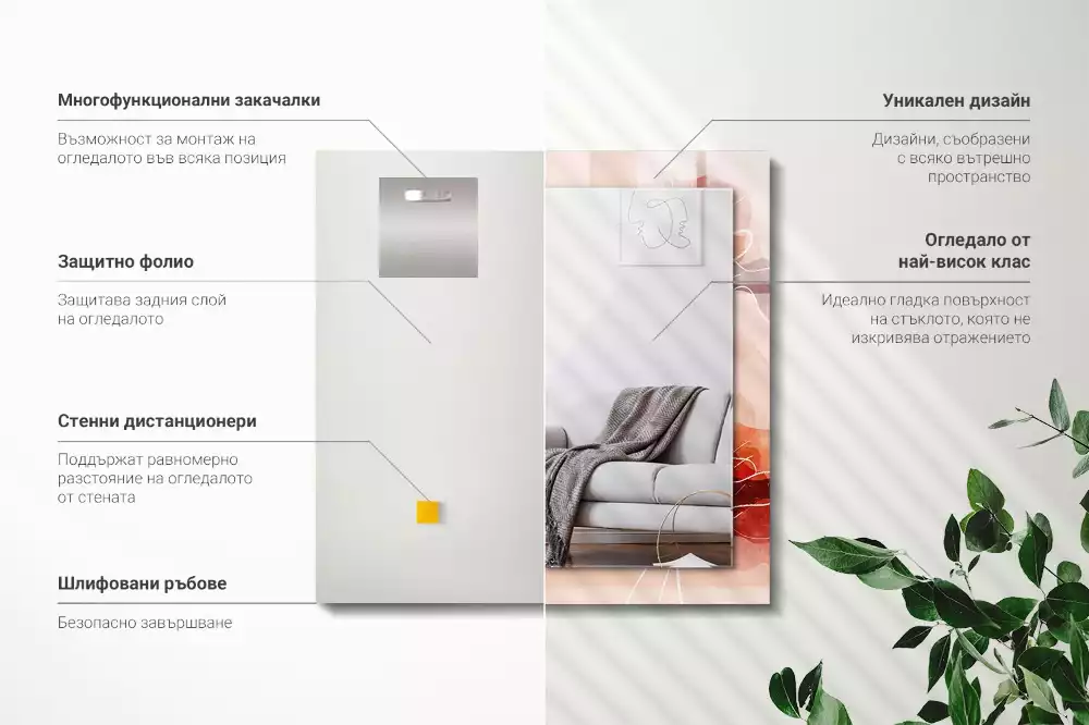 Obdĺžnikové dekoračné zrkadlo Abstraktné kvetinové vzory