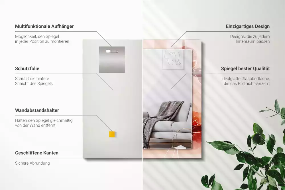 Obdĺžnikové dekoračné zrkadlo Abstraktné kvetinové vzory