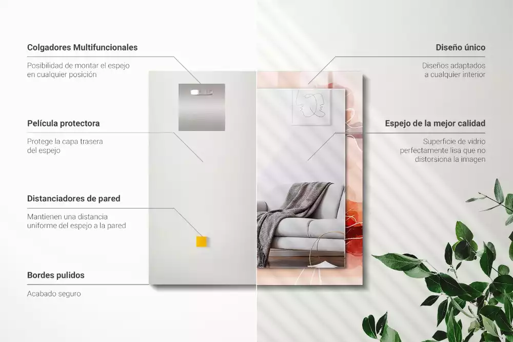 Obdĺžnikové dekoračné zrkadlo Abstraktné kvetinové vzory