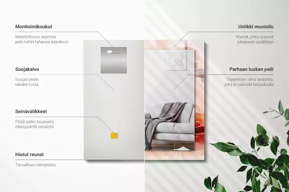 Obdĺžnikové dekoračné zrkadlo Abstraktné kvetinové vzory