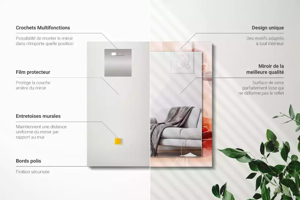 Obdĺžnikové dekoračné zrkadlo Abstraktné kvetinové vzory