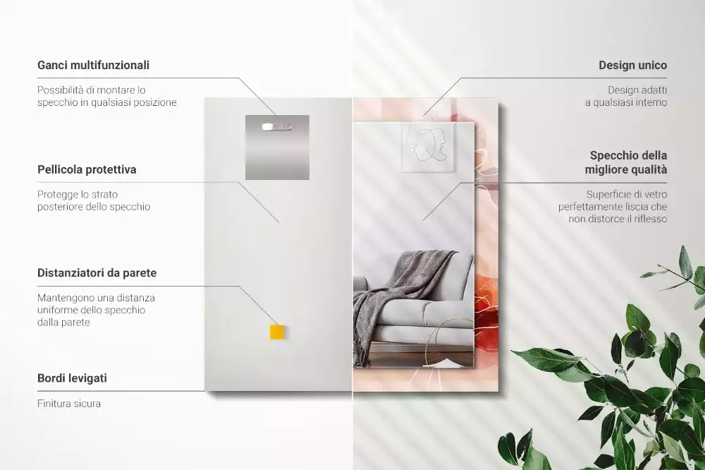 Obdĺžnikové dekoračné zrkadlo Abstraktné kvetinové vzory