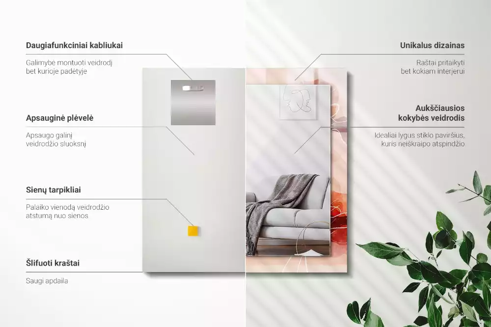 Obdĺžnikové dekoračné zrkadlo Abstraktné kvetinové vzory