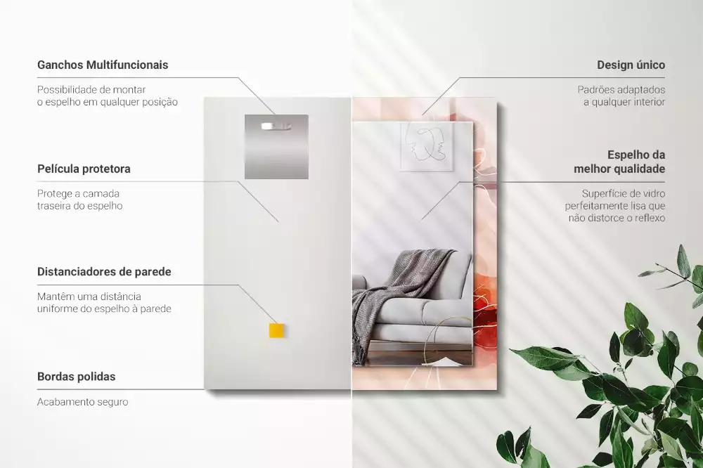 Obdĺžnikové dekoračné zrkadlo Abstraktné kvetinové vzory