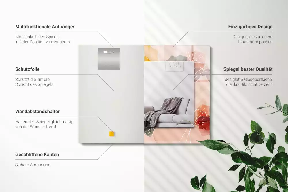 Obdĺžnikové dekoračné zrkadlo Abstraktné kvetinové vzory