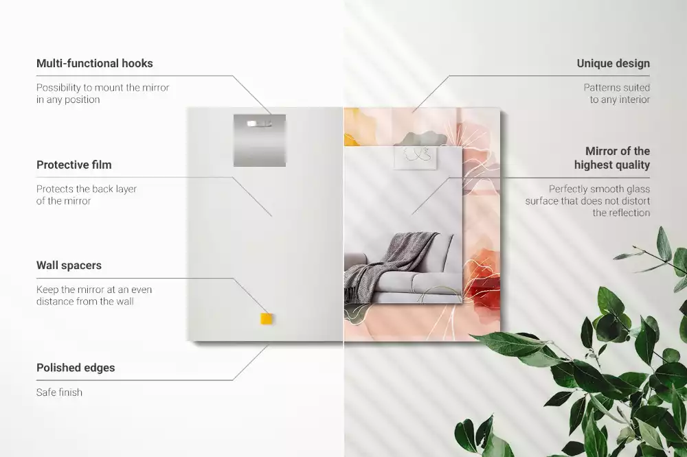 Obdĺžnikové dekoračné zrkadlo Abstraktné kvetinové vzory