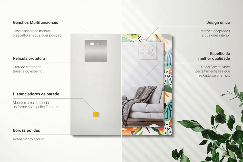 Obdĺžnikové zrkadlo s motívom Vzor farebných listov