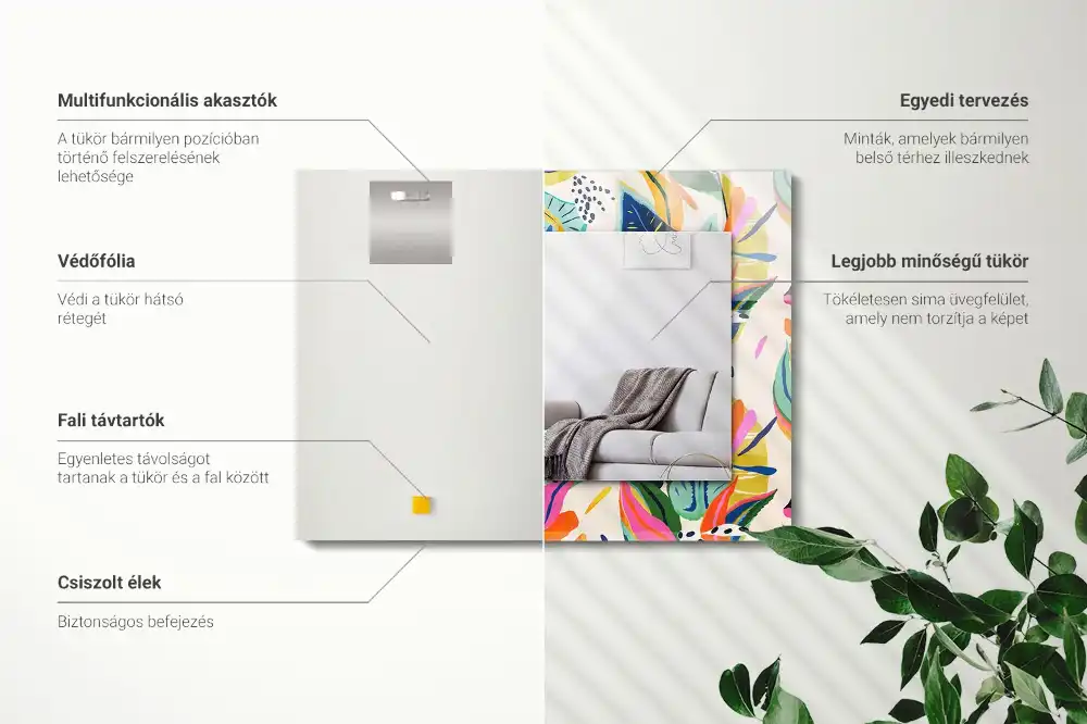 Obdĺžnikové zrkadlo s motívom Vzor farebných listov