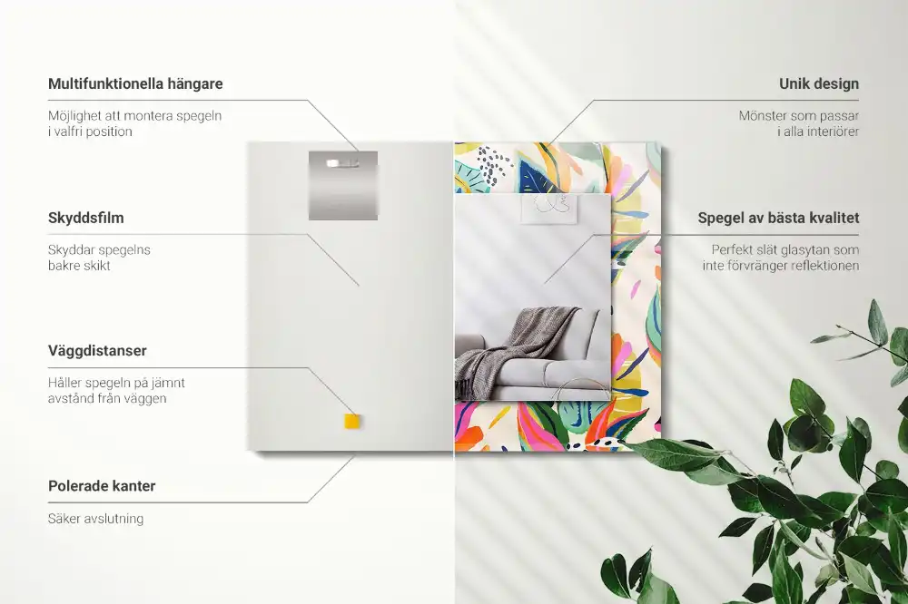 Obdĺžnikové zrkadlo s motívom Vzor farebných listov