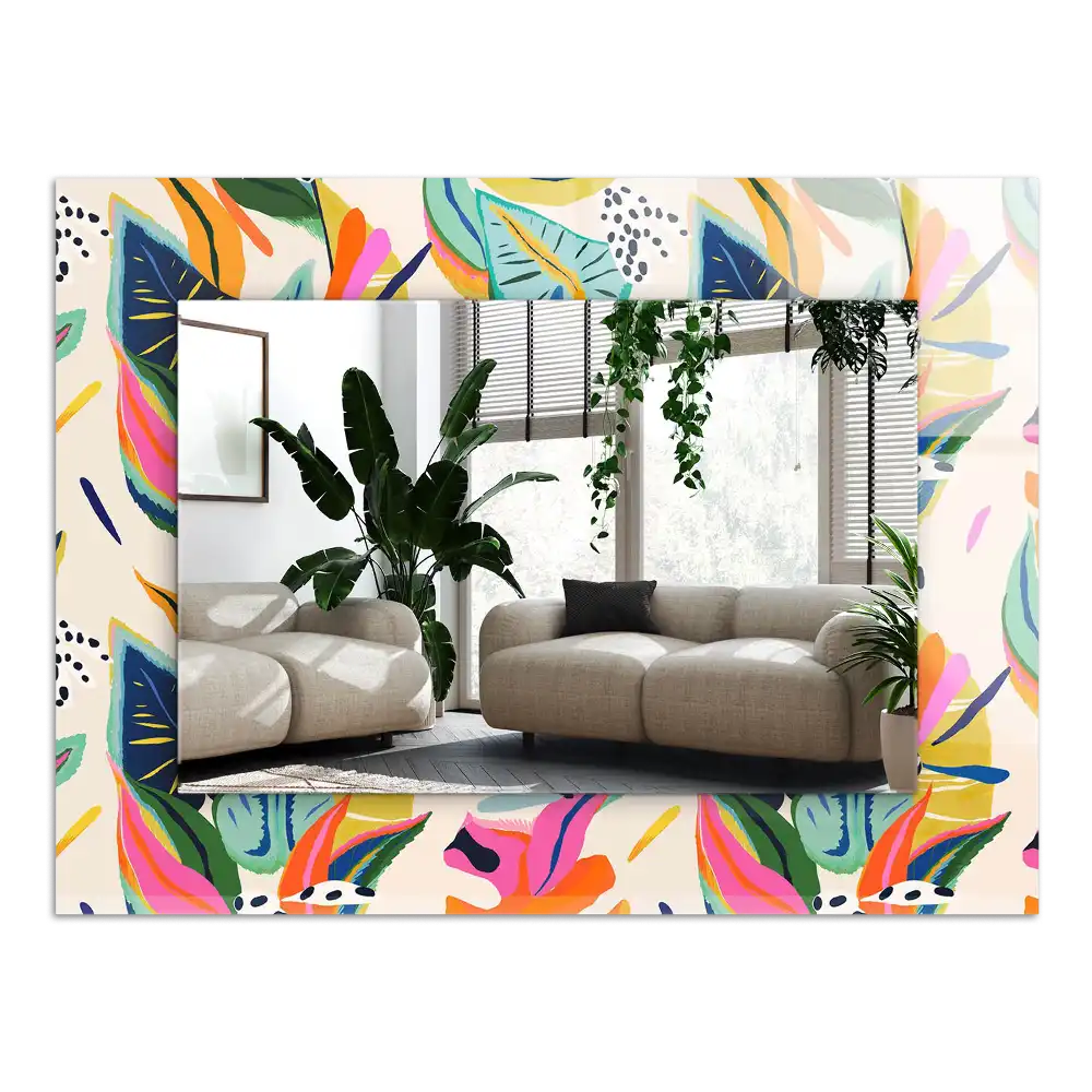 Obdĺžnikové zrkadlo s motívom Vzor farebných listov