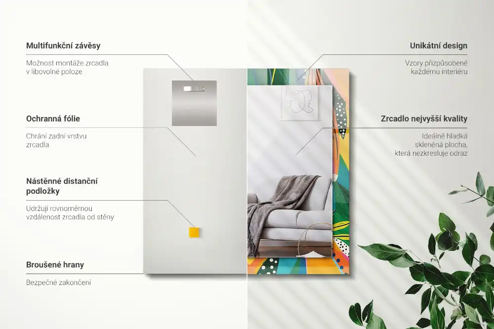 Obdĺžnikové ozdobné zrkadlo Farebný abstraktný vzor