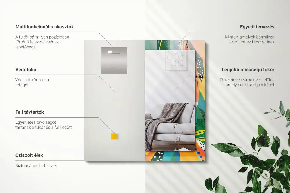 Obdĺžnikové ozdobné zrkadlo Farebný abstraktný vzor