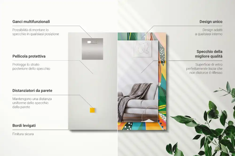 Obdĺžnikové ozdobné zrkadlo Farebný abstraktný vzor