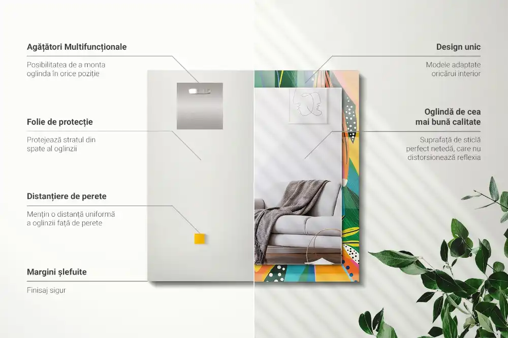 Obdĺžnikové ozdobné zrkadlo Farebný abstraktný vzor