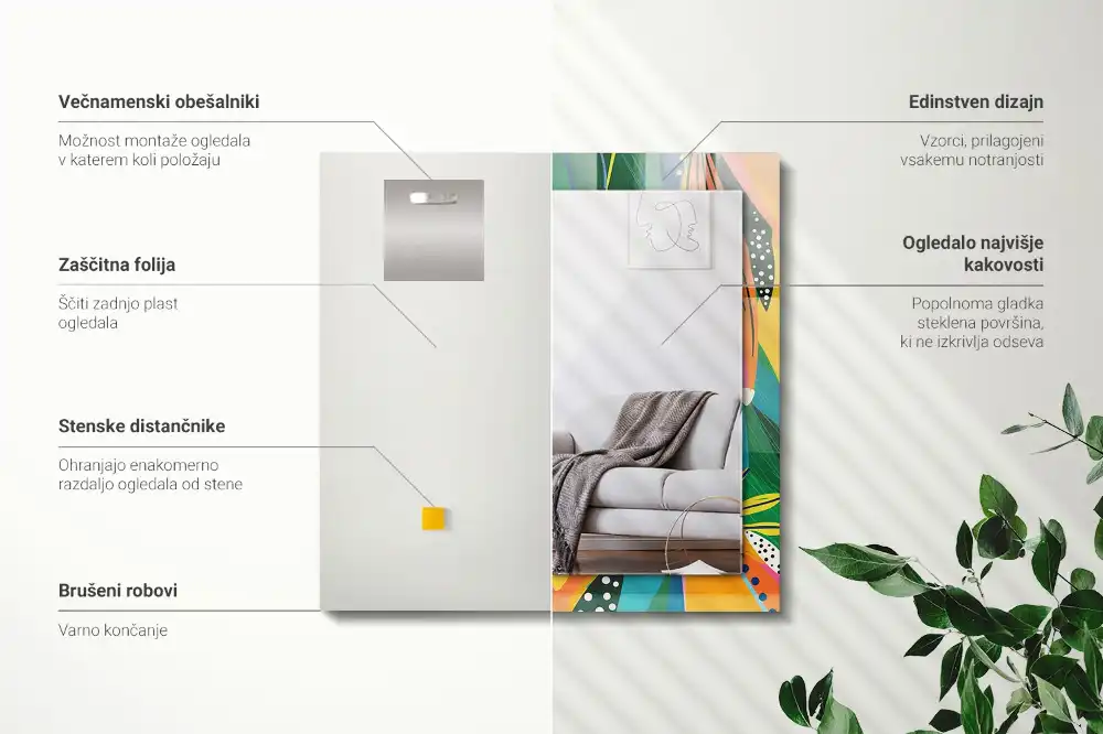 Obdĺžnikové ozdobné zrkadlo Farebný abstraktný vzor