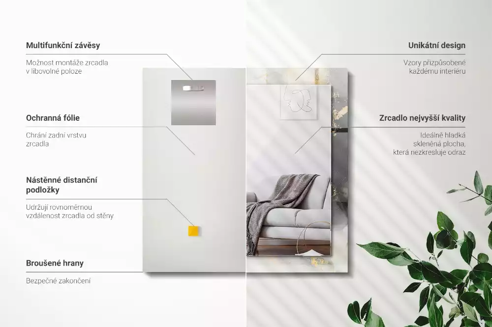 Obdĺžnikové dekoračné zrkadlo Abstraktné moderné umenie