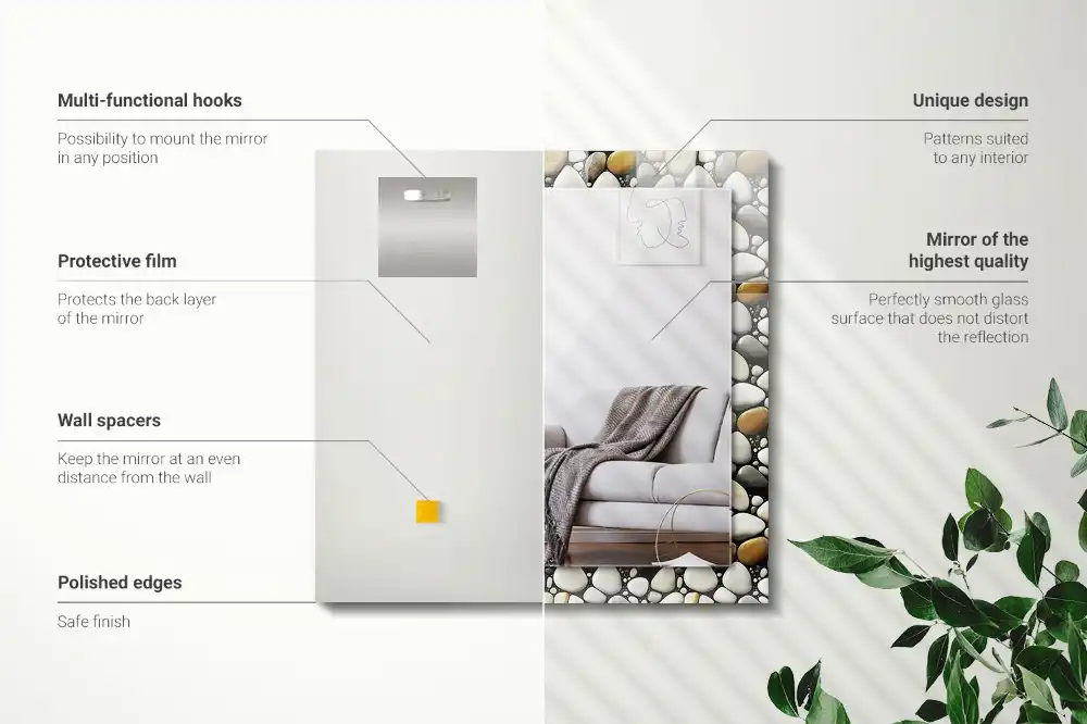 Obdĺžnikové zrkadlo s motívom Textúra vzoru kameňov