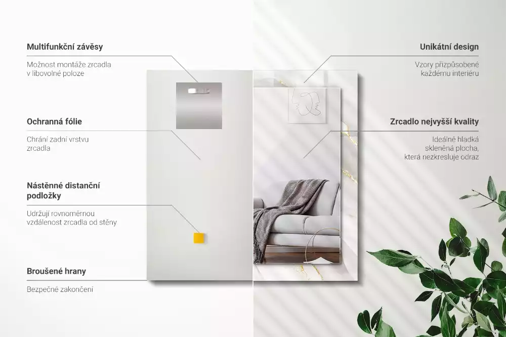 Obdĺžnikové ozdobné zrkadlo Sivý mramor