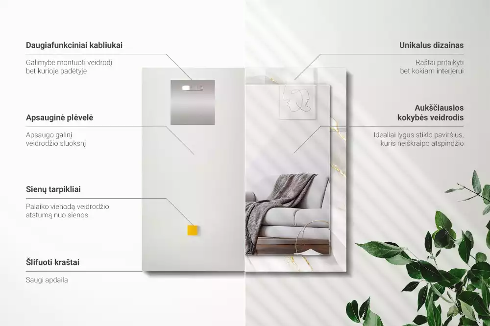 Obdĺžnikové ozdobné zrkadlo Sivý mramor