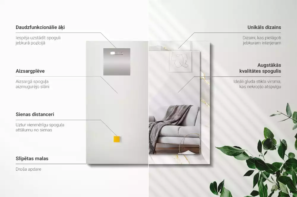 Obdĺžnikové ozdobné zrkadlo Sivý mramor