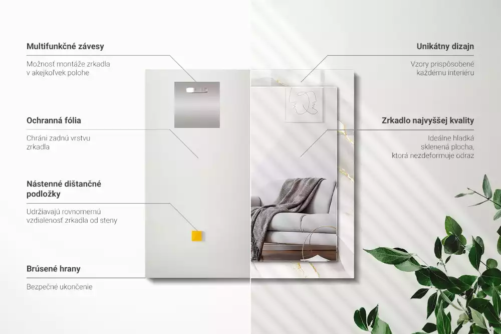 Obdĺžnikové ozdobné zrkadlo Sivý mramor