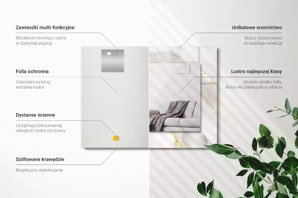 Obdĺžnikové ozdobné zrkadlo Sivý mramor