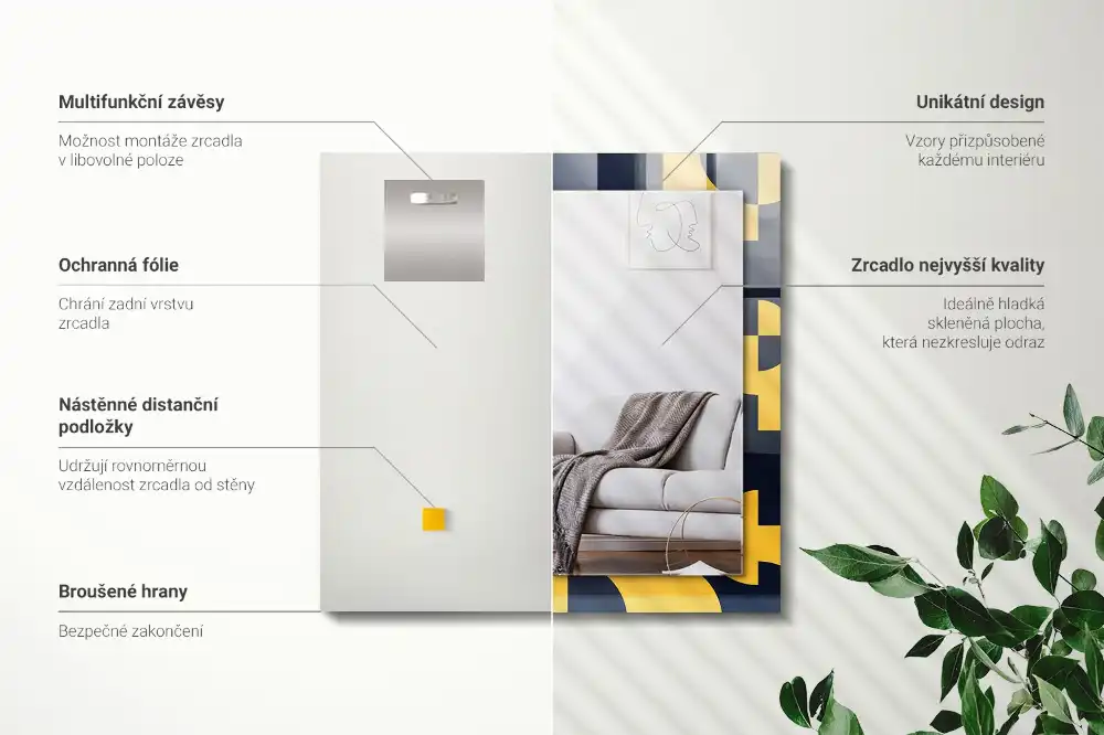 Obdĺžnikové dekoračné zrkadlo Abstraktný geometrický vzor