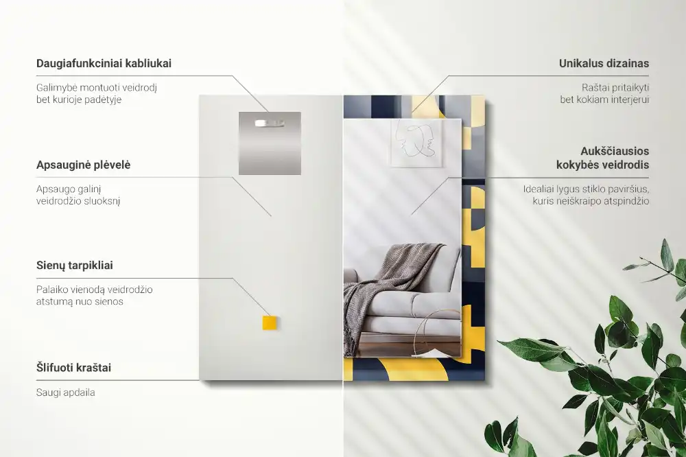 Obdĺžnikové dekoračné zrkadlo Abstraktný geometrický vzor