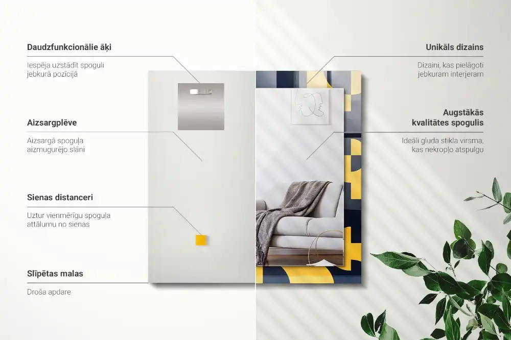 Obdĺžnikové dekoračné zrkadlo Abstraktný geometrický vzor