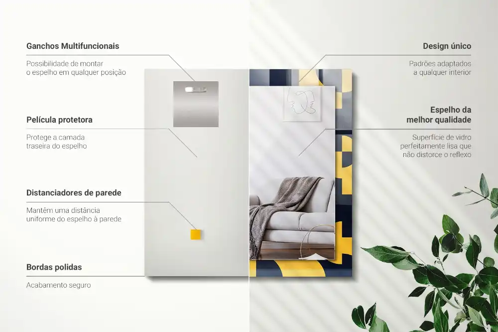 Obdĺžnikové dekoračné zrkadlo Abstraktný geometrický vzor