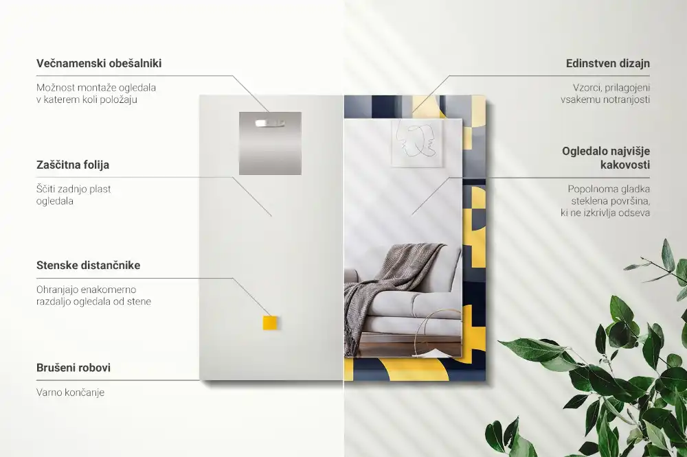 Obdĺžnikové dekoračné zrkadlo Abstraktný geometrický vzor