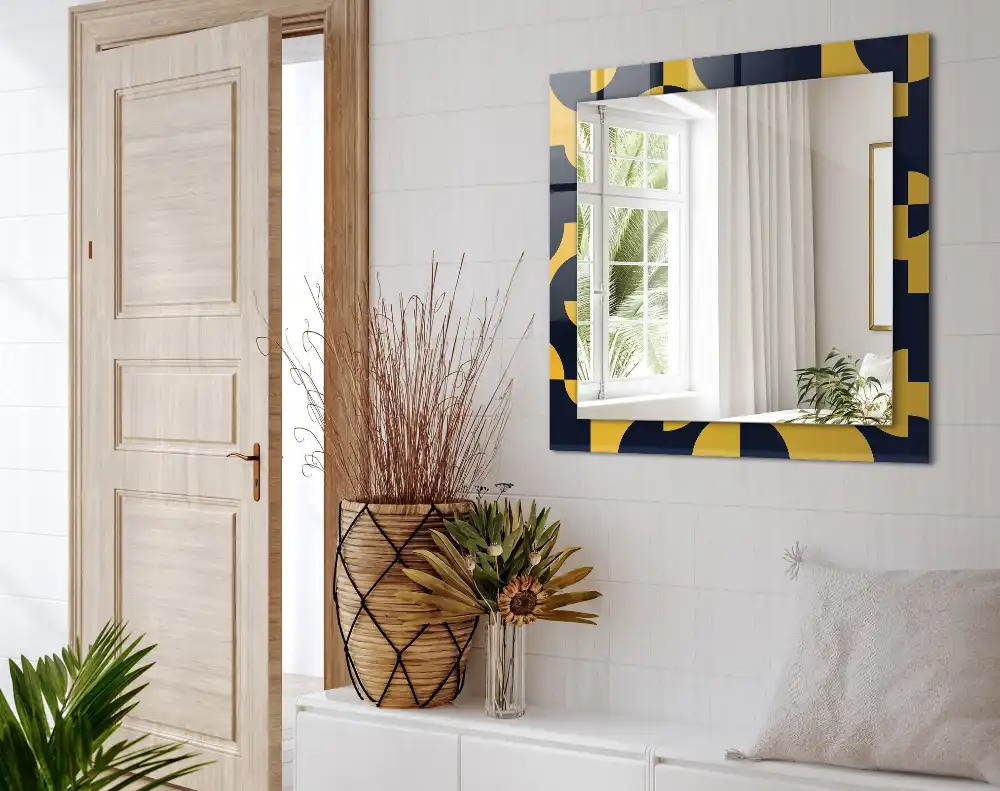 Obdĺžnikové dekoračné zrkadlo Abstraktný geometrický vzor