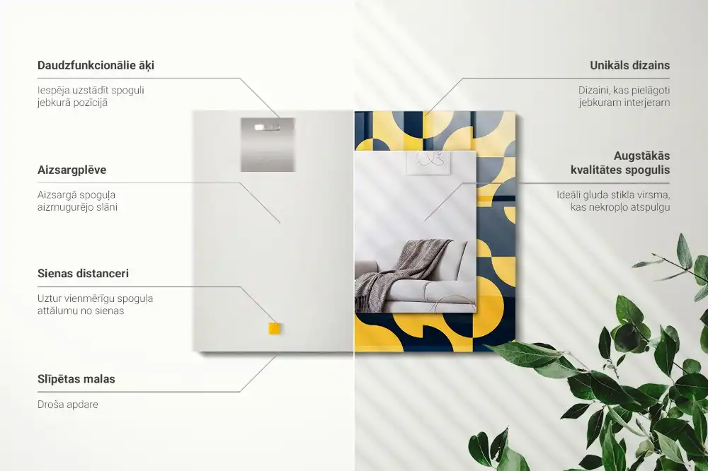 Obdĺžnikové dekoračné zrkadlo Abstraktný geometrický vzor