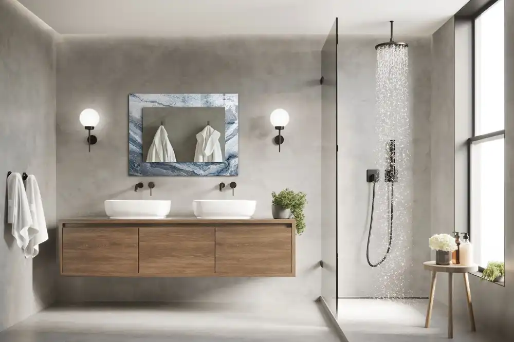 Obdĺžnikové zrkadlo s motívom Mramor v odtieňoch