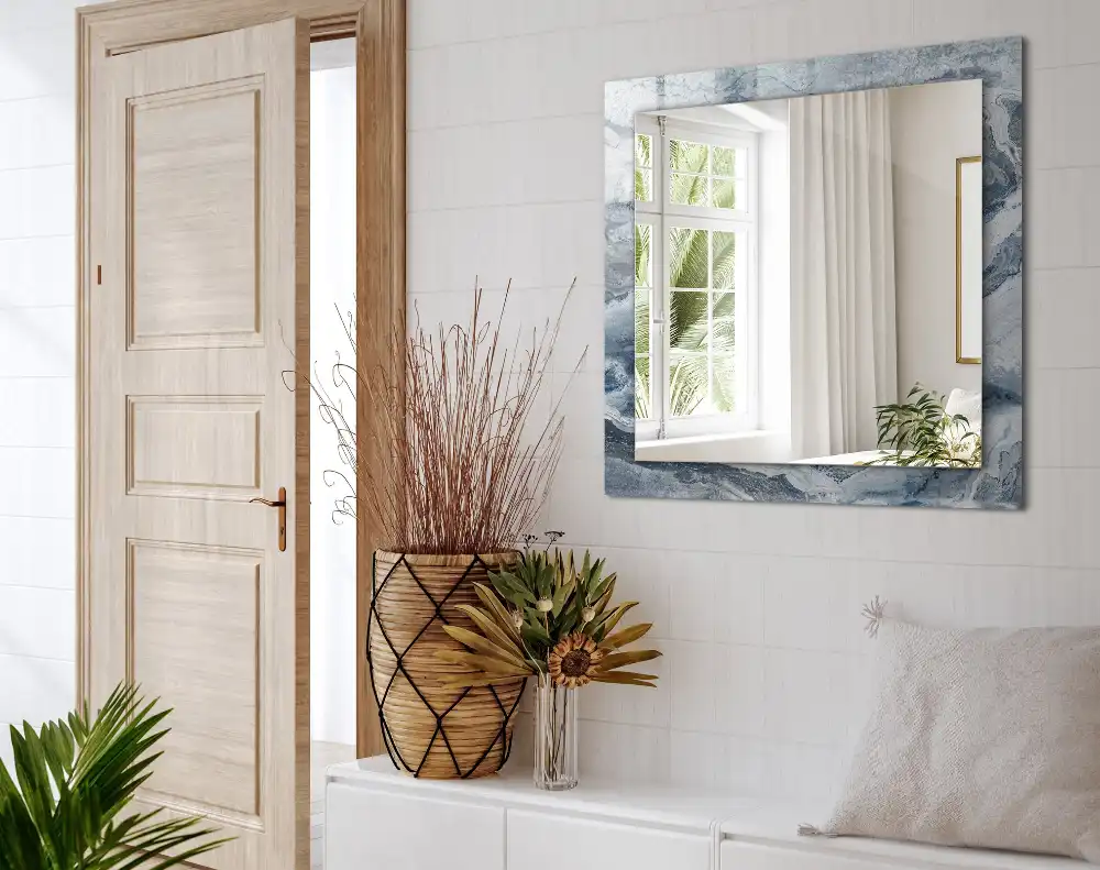 Obdĺžnikové zrkadlo s motívom Mramor v odtieňoch