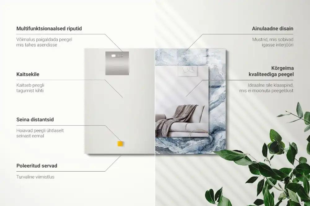 Obdĺžnikové zrkadlo s motívom Mramor v odtieňoch