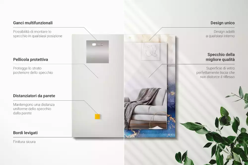 Obdĺžnikové ozdobné zrkadlo Abstraktné plastické umenie