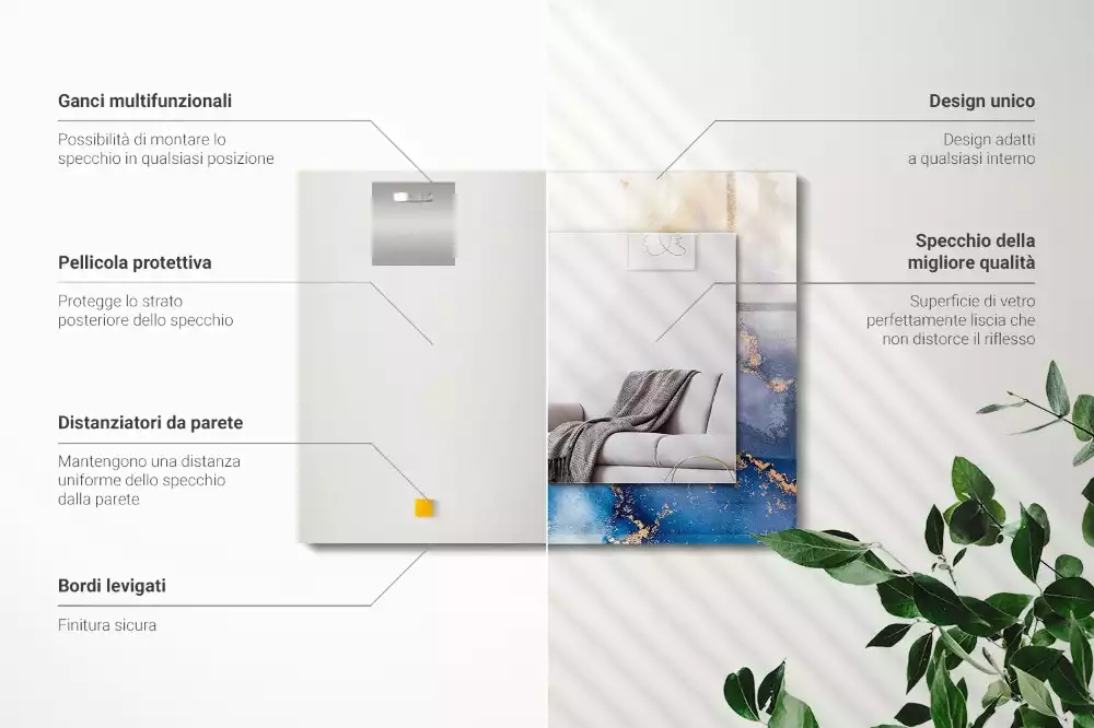 Obdĺžnikové ozdobné zrkadlo Abstraktné plastické umenie