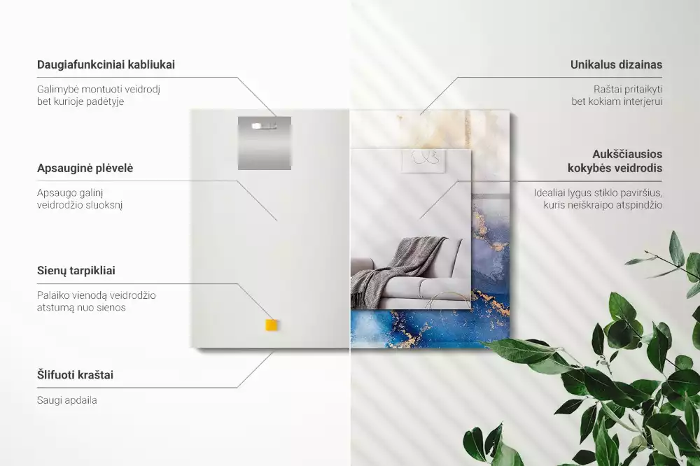 Obdĺžnikové ozdobné zrkadlo Abstraktné plastické umenie