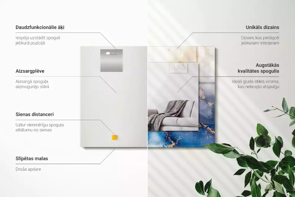 Obdĺžnikové ozdobné zrkadlo Abstraktné plastické umenie