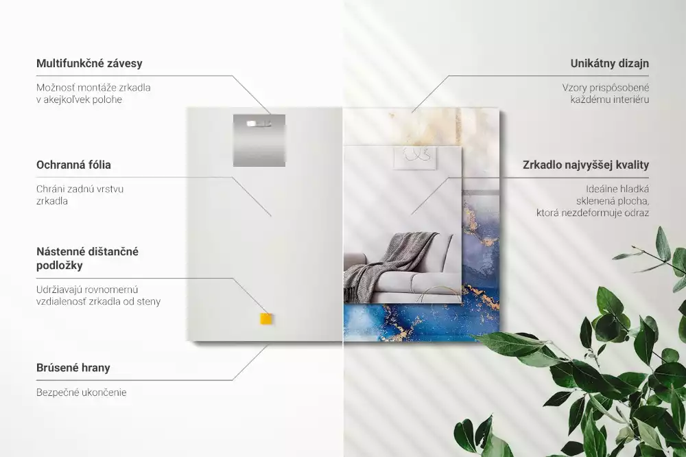 Obdĺžnikové ozdobné zrkadlo Abstraktné plastické umenie